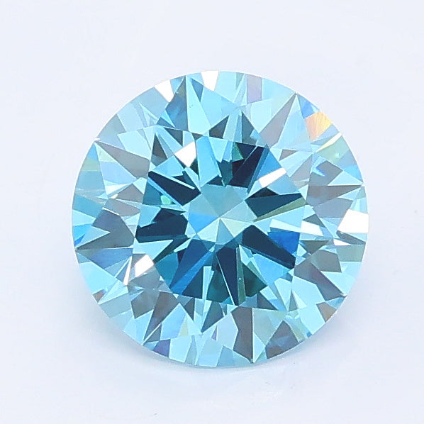 1.12 carat fancy vivid blue round lab grown diamond VS1 clarity
