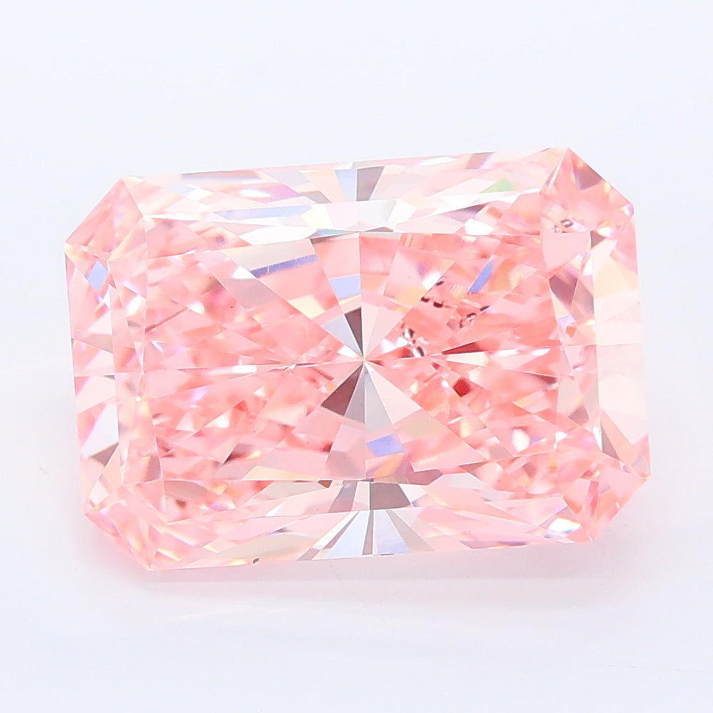 6.02 carat fancy vivid pink radiant lab grown diamond VS1 clarity