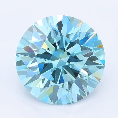 2.86 carat fancy vivid blue round lab grown diamond VS1 clarity