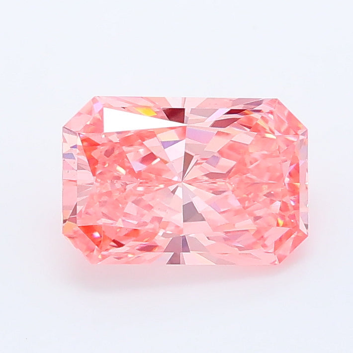 1.26 carat fancy vivid pink radiant lab grown diamond VS1 clarity