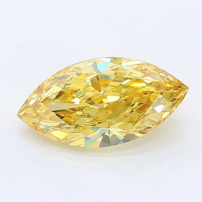1.07 carat fancy intense yellow marquise lab grown diamond VS1 clarity