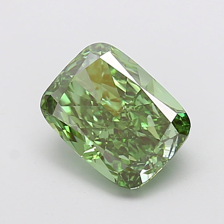 3.09 carat fancy vivid green cushion lab grown diamond VS1 clarity