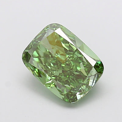 3.09 carat fancy vivid green cushion lab grown diamond VS1 clarity