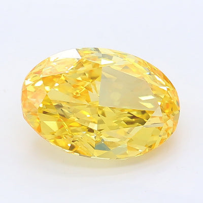 3.16 carat fancy vivid yellow oval lab grown diamond VVS2 clarity