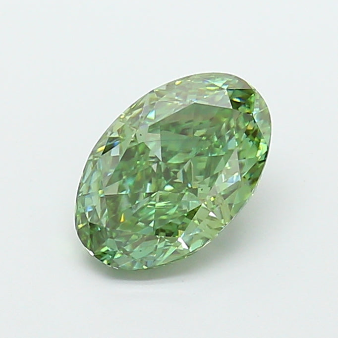 2.57 carat fancy vivid green oval lab grown diamond VS2 clarity