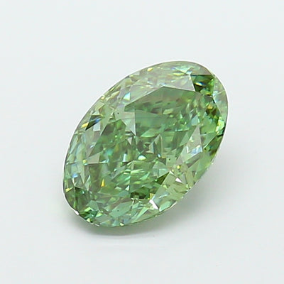 2.57 carat fancy vivid green oval lab grown diamond VS2 clarity