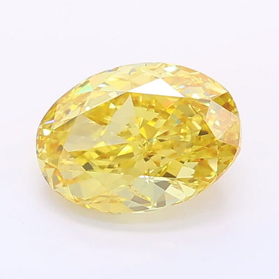 1.06 carat fancy vivid yellow oval lab grown diamond VS1 clarity