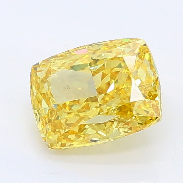 1.22 carat fancy vivid yellow cushion lab grown diamond SI1 clarity