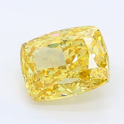 1.22 carat fancy vivid yellow cushion lab grown diamond SI1 clarity