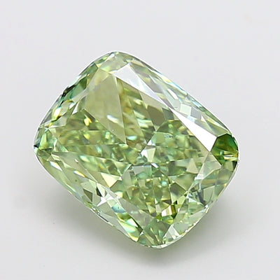 4.01 carat fancy vivid green cushion lab grown diamond VS1 clarity