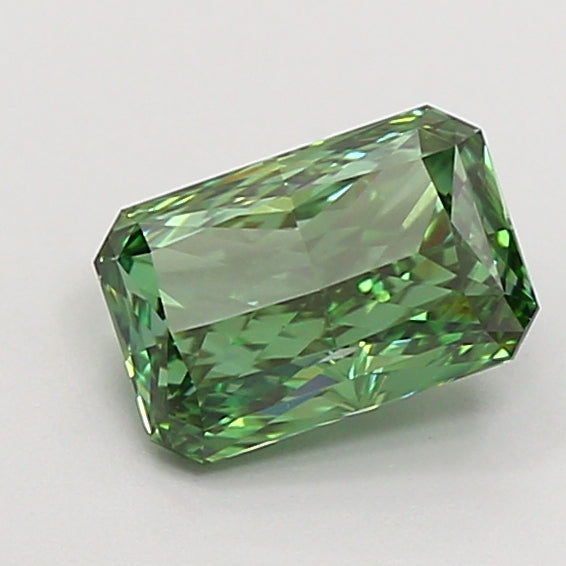 1.07 carat fancy vivid green radiant lab grown diamond VS1 clarity