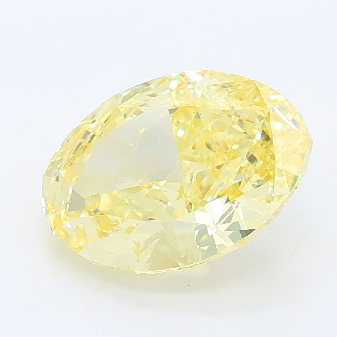 2.21 carat fancy intense yellow oval lab grown diamond VS1 clarity