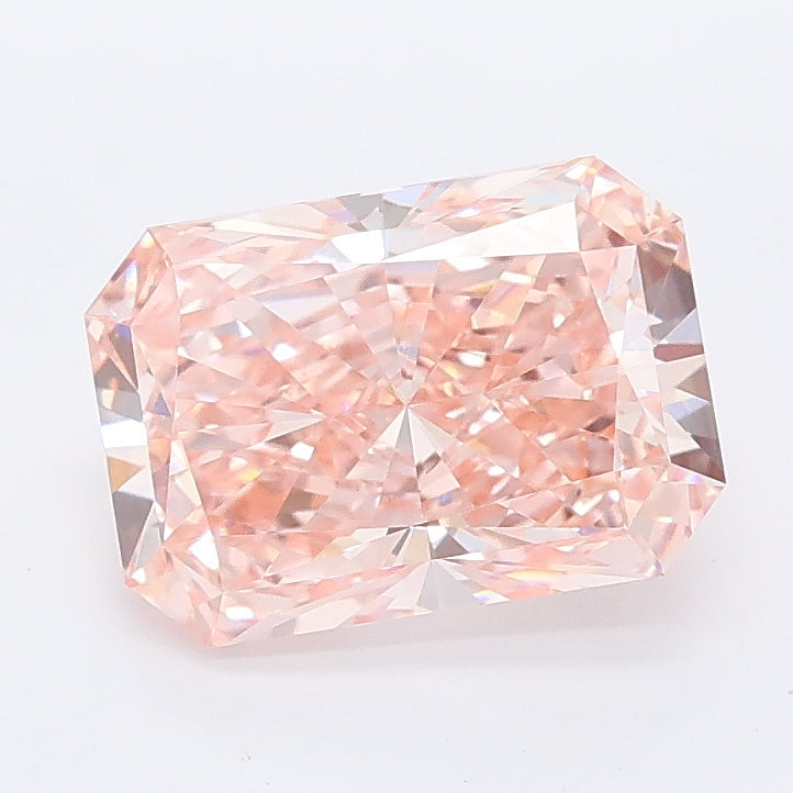 2.13 carat fancy vivid pink radiant lab grown diamond VS1 clarity