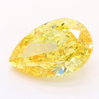 1.55 carat fancy intense yellow pear lab grown diamond VS2 clarity