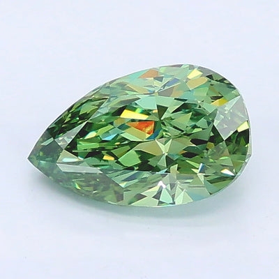 1.22 carat fancy vivid green pear lab grown diamond VVS2 clarity