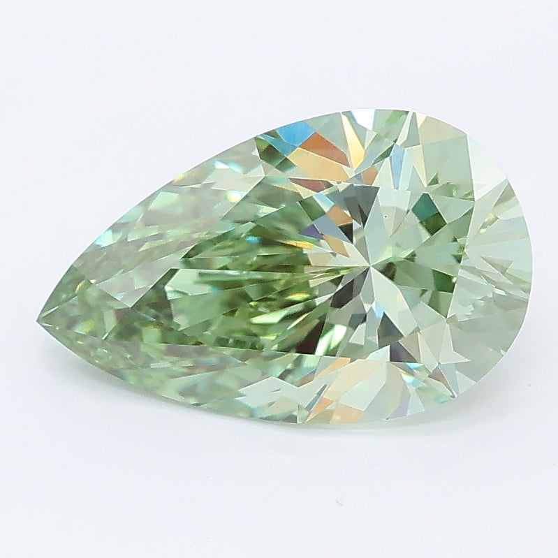 2.25 carat fancy vivid green pear lab grown diamond VVS2 clarity