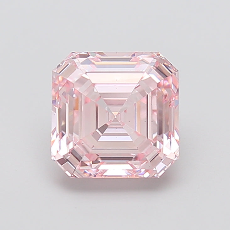 3.60 carat fancy intense pink asscher lab grown diamond VS1 clarity