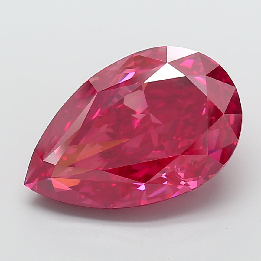 10.05 carat fancy vivid red pear lab grown diamond VS1 clarity
