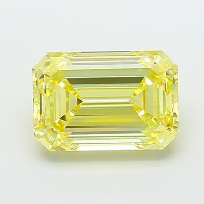 4.03 carat fancy intense yellow emerald lab grown diamond VVS2 clarity