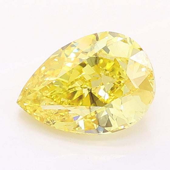 1.05 carat fancy vivid yellow pear lab grown diamond VS2 clarity