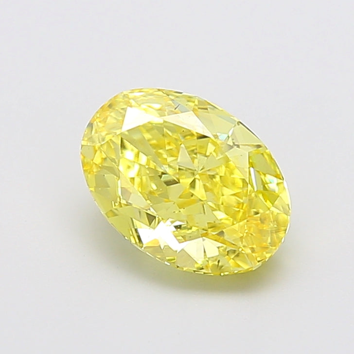 2.51 carat fancy vivid yellow oval lab grown diamond VS2 clarity