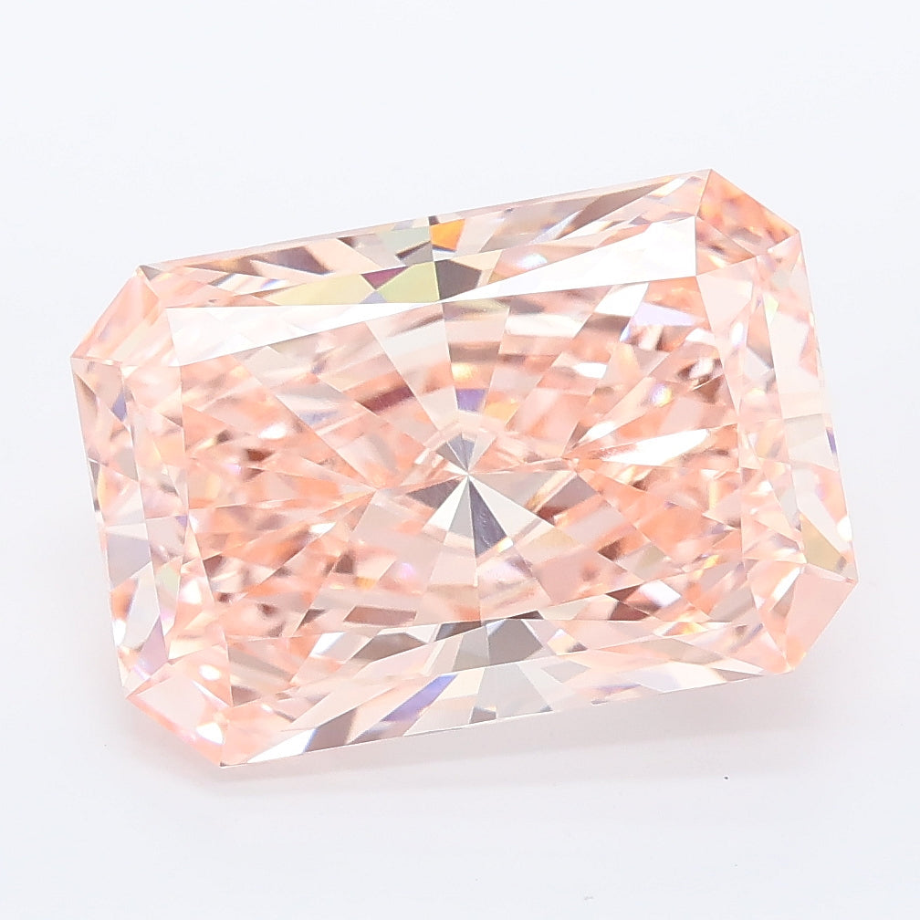 6.08 carat fancy intense pink radiant lab grown diamond VVS2 clarity