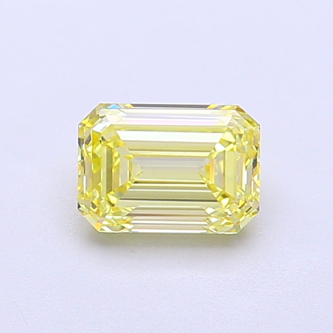 0.92 carat fancy intense yellow emerald lab grown diamond VVS2 clarity