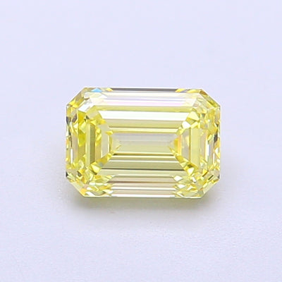 0.92 carat fancy intense yellow emerald lab grown diamond VVS2 clarity