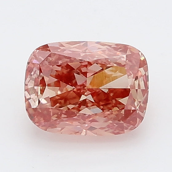 1.06 carat fancy vivid brownish pink cushion lab grown diamond VVS2 clarity