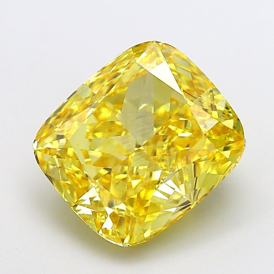 10.03 carat fancy vivid yellow cushion lab grown diamond SI1 clarity
