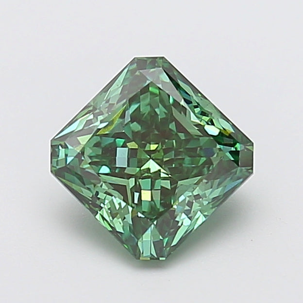 2.05 carat fancy vivid green radiant lab grown diamond VVS2 clarity