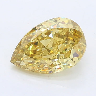 1.06 carat fancy intense yellow pear lab grown diamond VVS2 clarity
