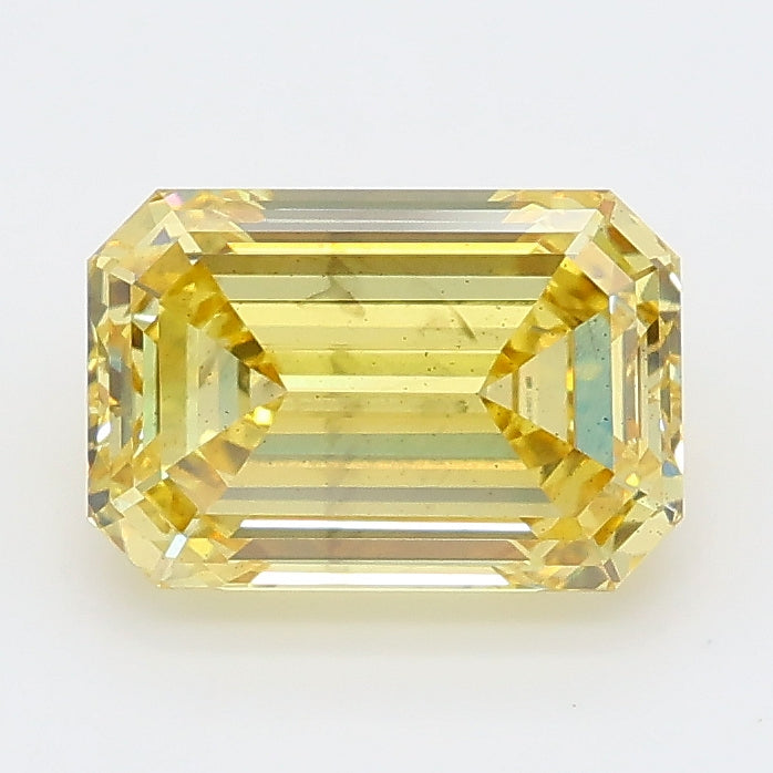 2.06 carat fancy vivid yellow emerald lab grown diamond SI1 clarity