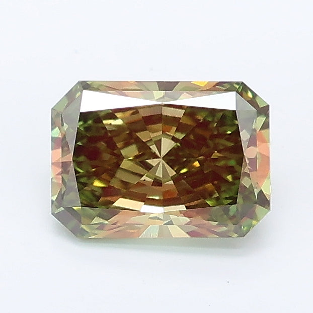 1.02 carat fancy vivid green radiant lab grown diamond VS2 clarity