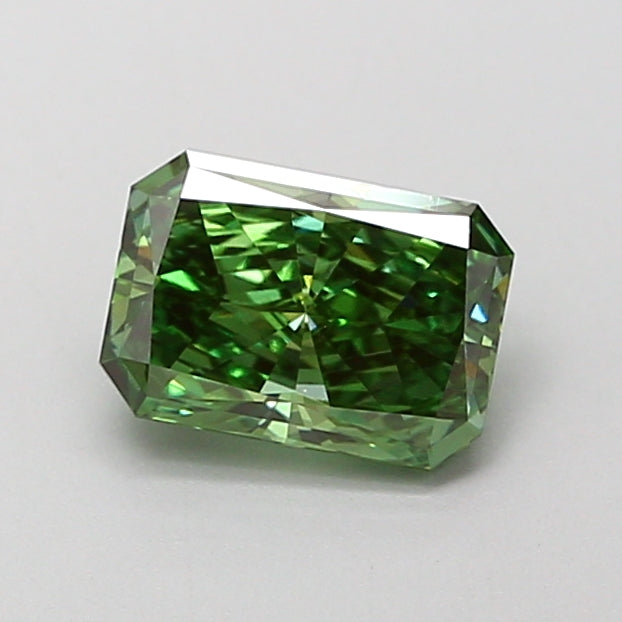 1.04 carat fancy vivid green radiant lab grown diamond VS1 clarity