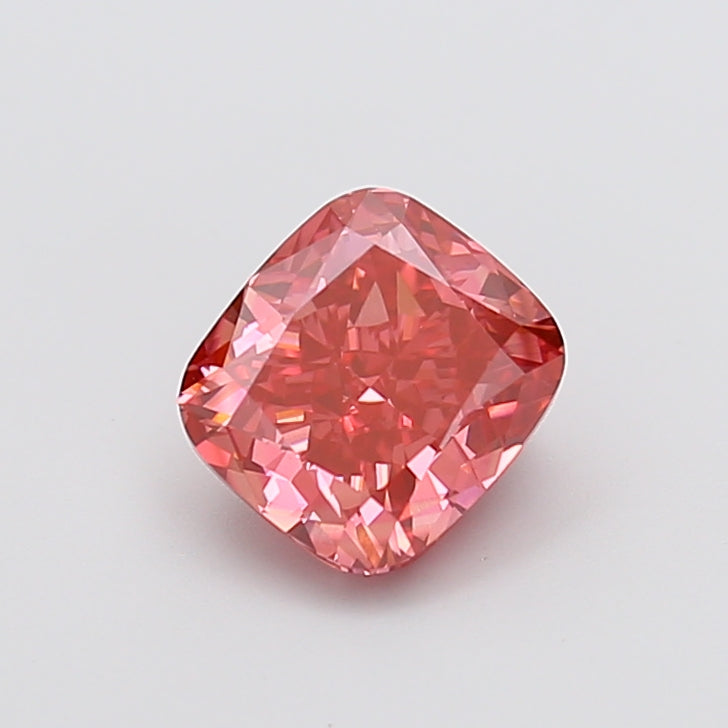 2.10 carat fancy vivid pink cushion lab grown diamond VVS2 clarity