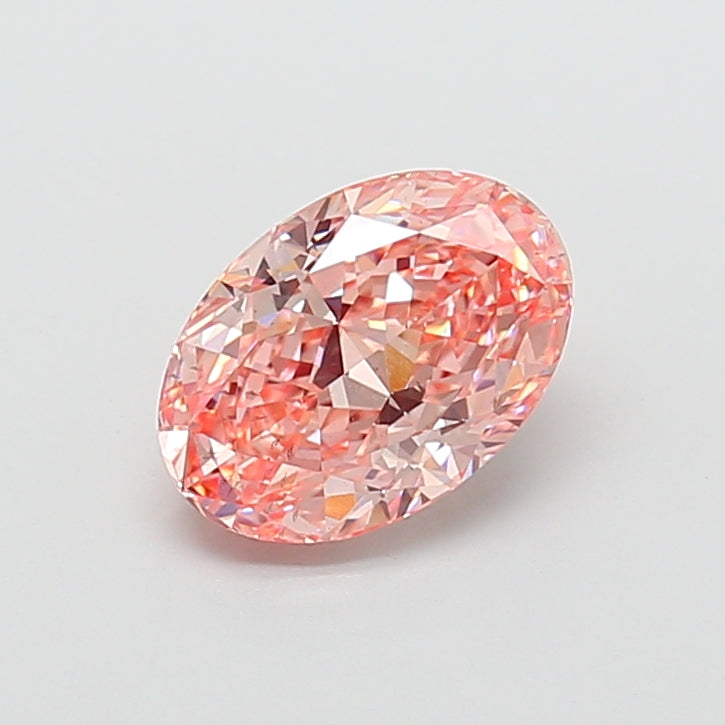 3.03 carat fancy vivid pink oval lab grown diamond VS2 clarity
