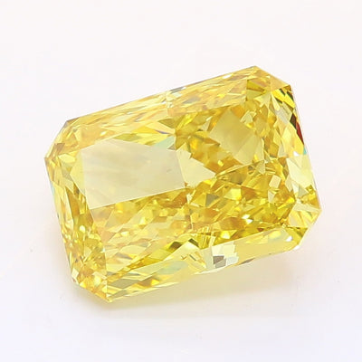 2.04 carat fancy vivid yellow radiant lab grown diamond VS1 clarity