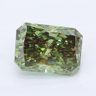 1.04 carat fancy vivid green radiant lab grown diamond VVS2 clarity