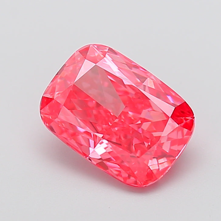 3.02 carat fancy vivid pink cushion lab grown diamond VS1 clarity