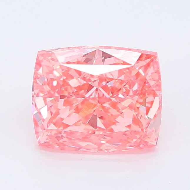 1.61 carat fancy vivid pink cushion lab grown diamond VVS2 clarity