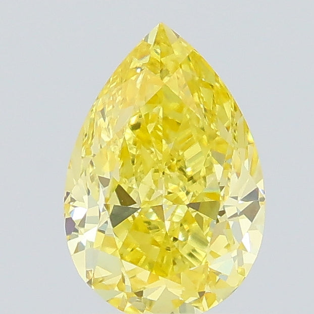 0.61 carat fancy intense yellow pear lab grown diamond VVS2 clarity