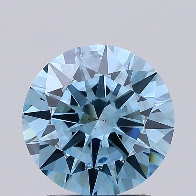 2.01 carat fancy vivid blue round lab grown diamond SI2 clarity