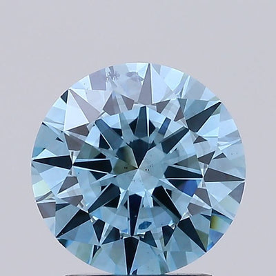 2.01 carat fancy vivid blue round lab grown diamond SI2 clarity