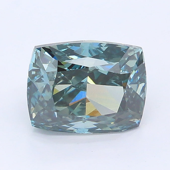 2.00 carat fancy deep greenish blue cushion lab grown diamond VS2 clarity