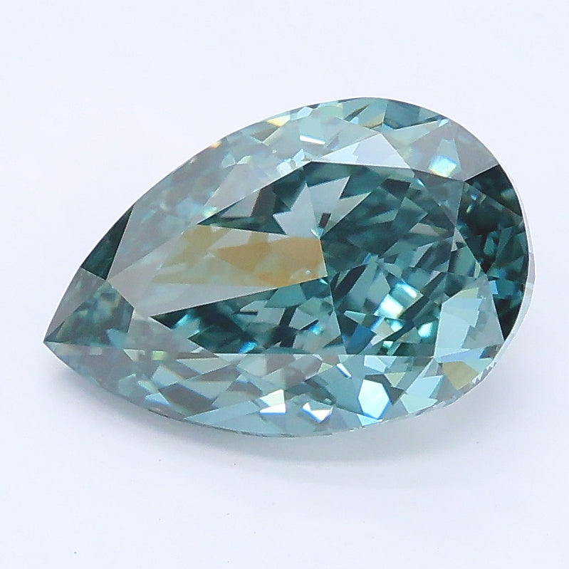 2.68 carat fancy deep bluish green pear lab grown diamond VVS1 clarity