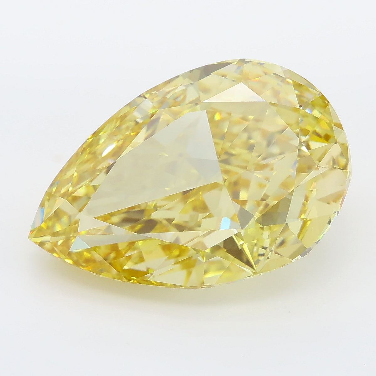 13.02 carat fancy intense yellow pear lab grown diamond VVS2 clarity