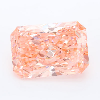 7.14 carat fancy vivid pink radiant lab grown diamond VVS2 clarity