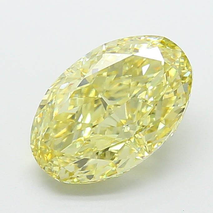 5.06 carat fancy intense yellow oval lab grown diamond VVS2 clarity