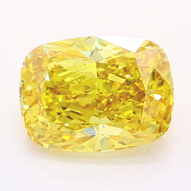 2.01 carat fancy vivid yellow cushion lab grown diamond VS2 clarity